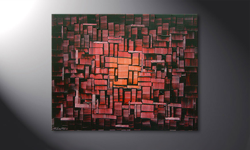 Das Wandbild Cubes of Glow in 100x80x2cm