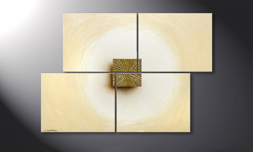Das Wandbild Golden Cube 115x80x2cm