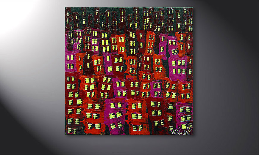 Das Wandbild Red City 50x50x2cm