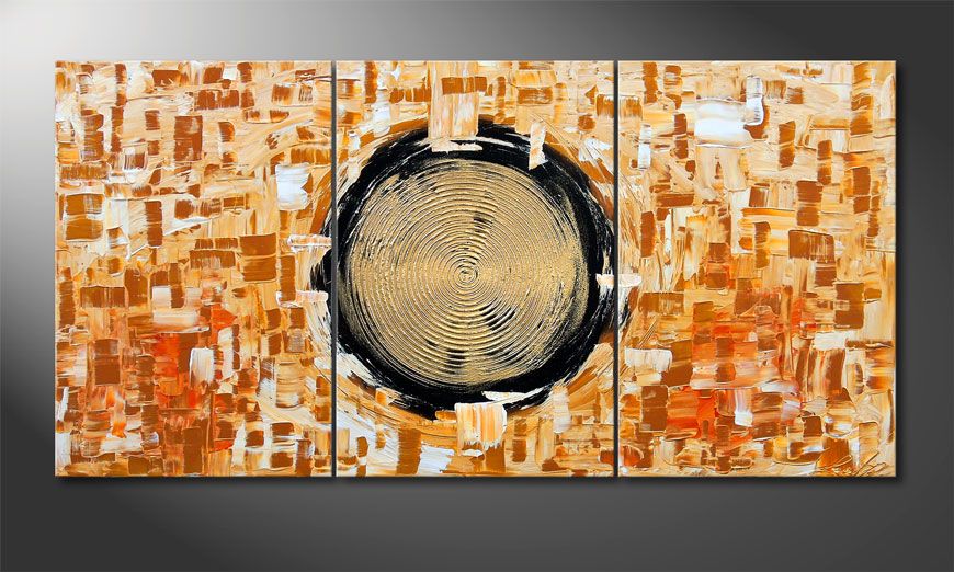 Golden Circles 120x60x2cm Wandbild