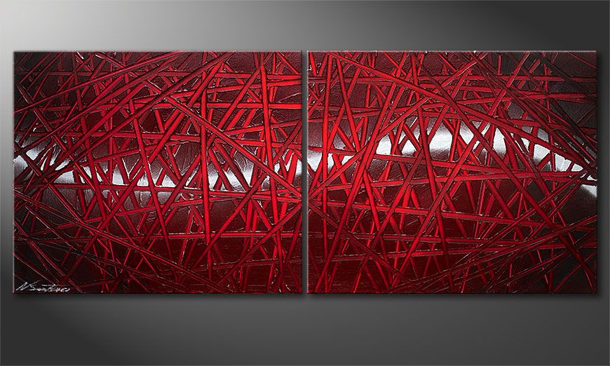 Wandbild modern Red Push 120x50x2cm