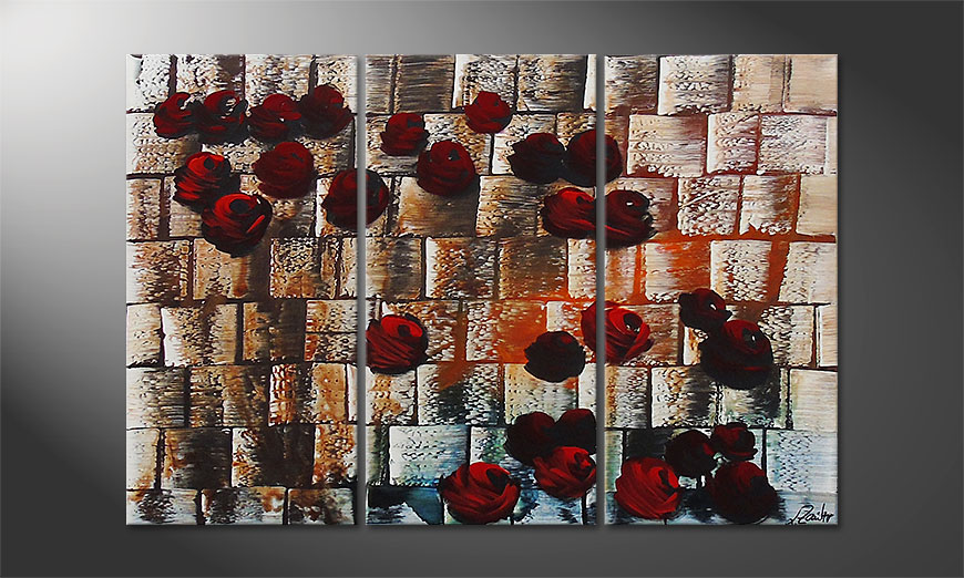 Das Wandbild Storm of Roses 120x80x2cm