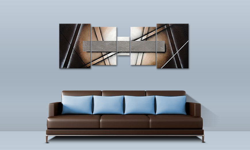 Das Wohnzimmerbild Silver Mirror 200x70cm