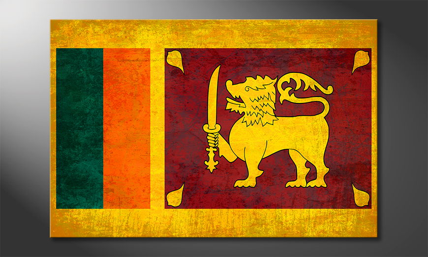 Auf-Leinwand-gedruckte-Flagge-Sri-Lanka