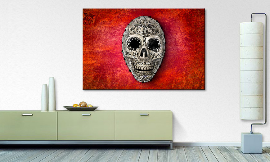 Das Leinwandbild Red Skull 120x80 cm