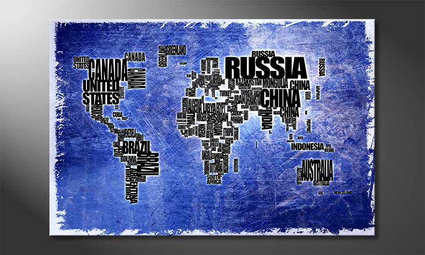 Das blaue Wandbild Weltkarte Nr2