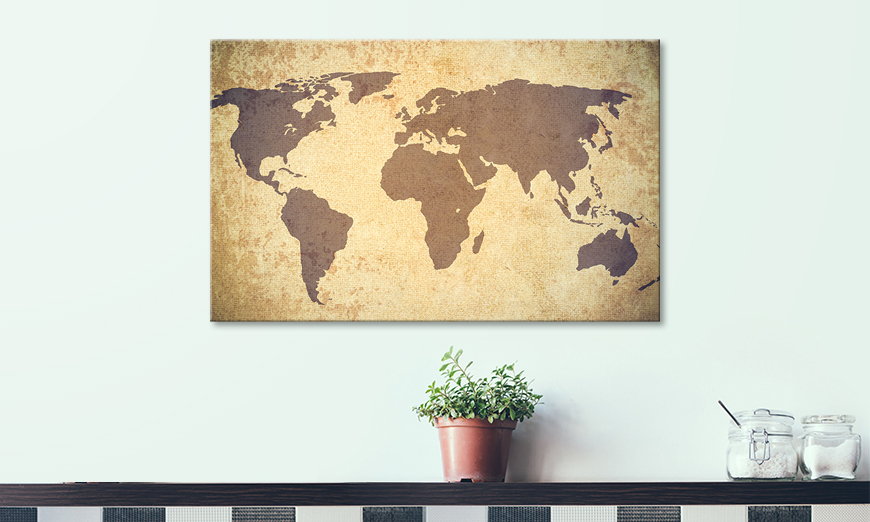 Das exklusive Bild Worldmap Grunge 80x50 cm