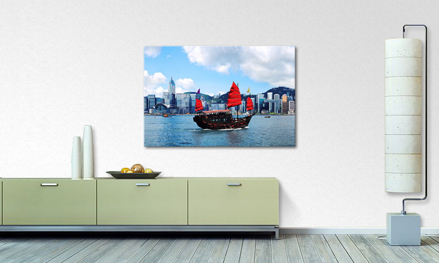 Das gedruckte Bild Hongkong Boat