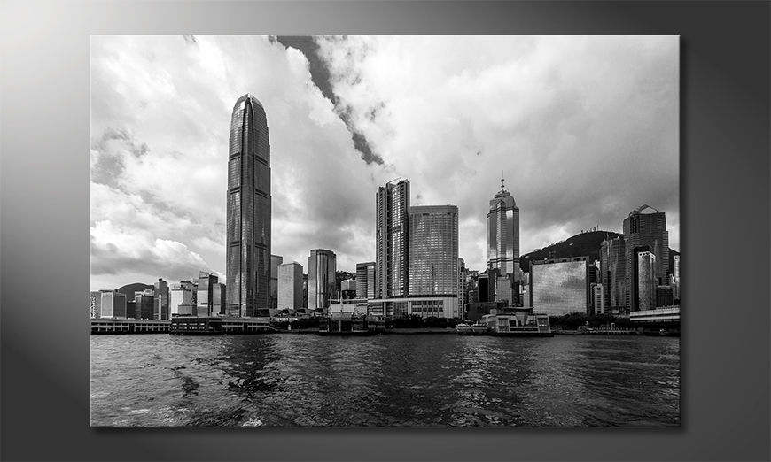 Das-gedruckte-Bild-Hongkong-Skyline