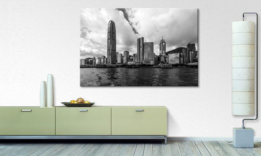 Das gedruckte Bild Hongkong Skyline