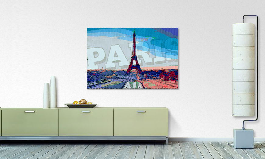 Das gedruckte Bild Paris in verschiedenen Größen
