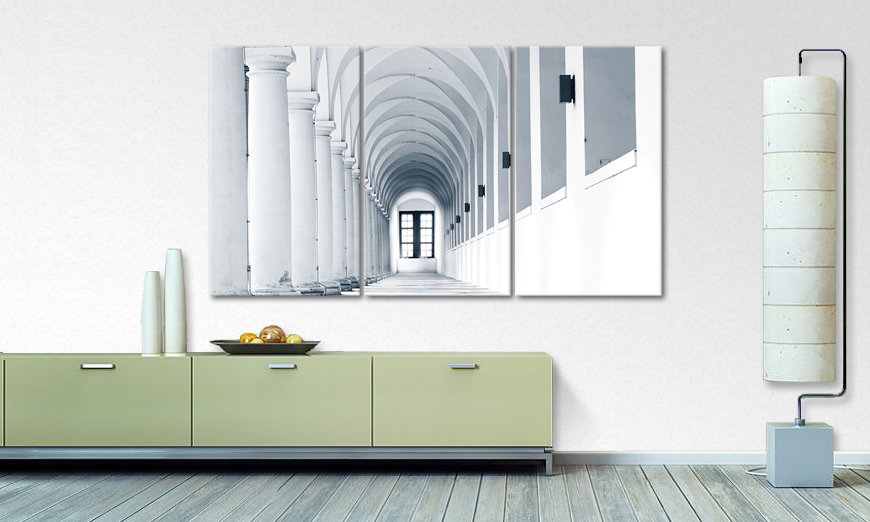 Das gedruckte Leinwandbild Columns Gallery 180x100 cm