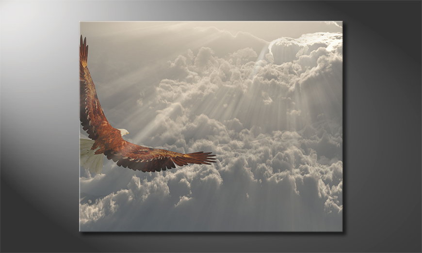 Das-gedruckte-Leinwandbild-Eagle-in-Flight-100x80-cm