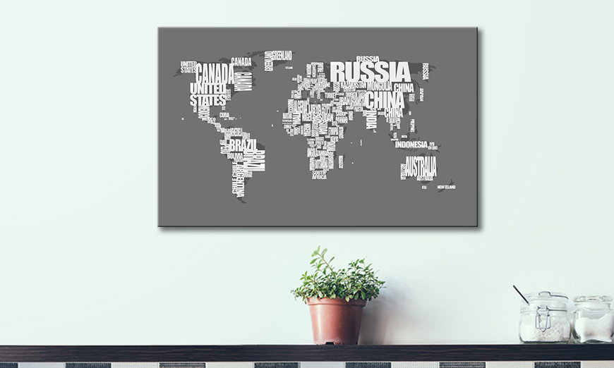Das gedruckte Leinwandbild Worldmap 11 80x50 cm