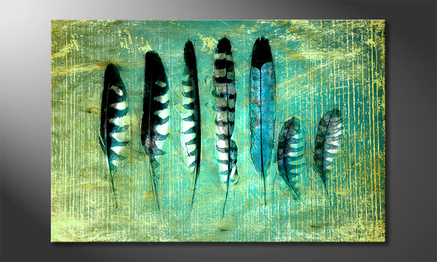Das-moderne-Wandbild-Blue-Feathers