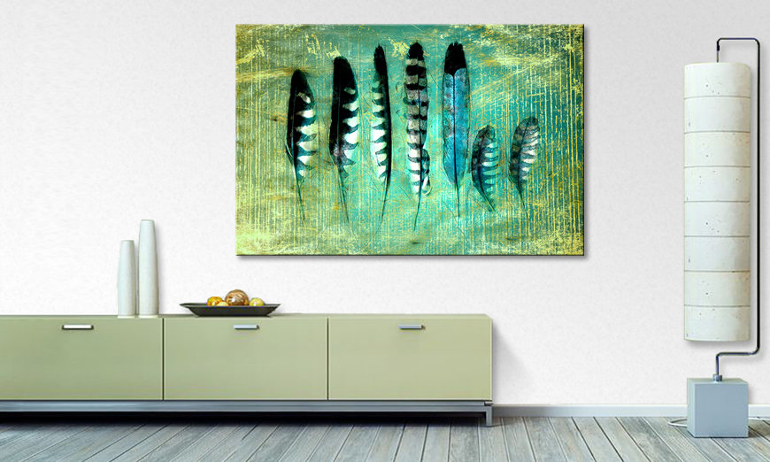 Das moderne Wandbild Blue Feathers