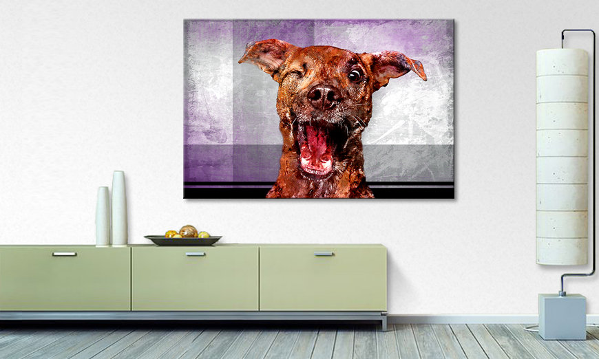 Modernes Leinwandbild Happy Dog 120x80 cm