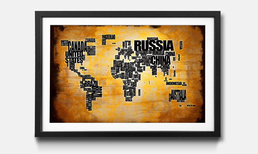 Das gerahmte Wandbild Worldmap No 5