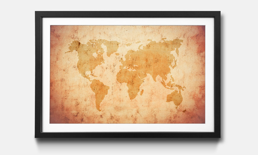 Der gerahmte Kunstdruck Old Map Of The World