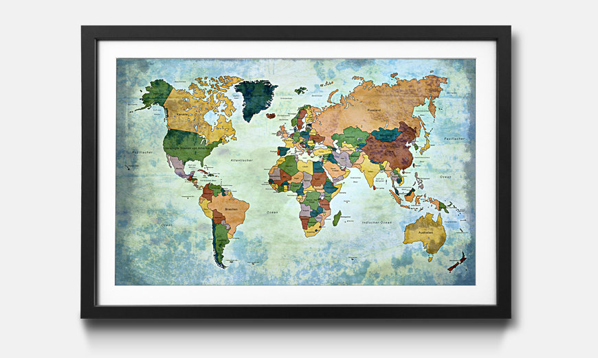 Der gerahmte Kunstdruck Old Worldmap 1