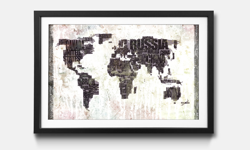 Der gerahmte Kunstdruck Worldmap No 17
