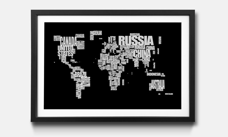 Kunstdruck gerahmt Worldmap No 14
