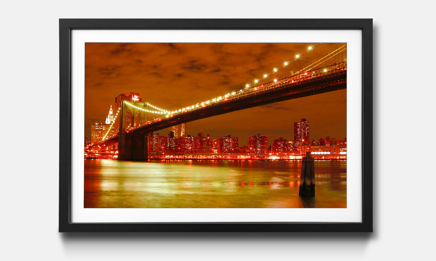 Wandbild gerahmt Brooklyn Bridge