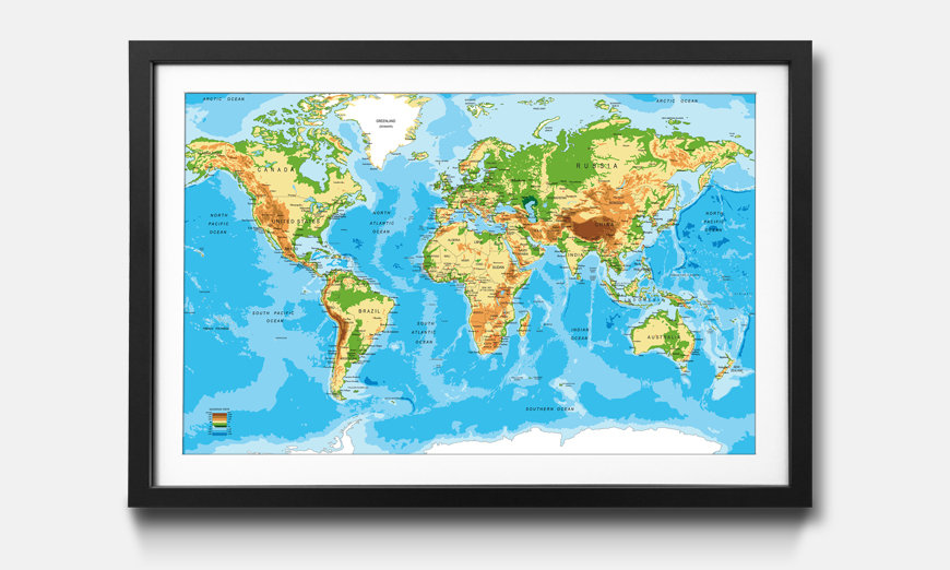 Wandbild gerahmt Worldmap New Look