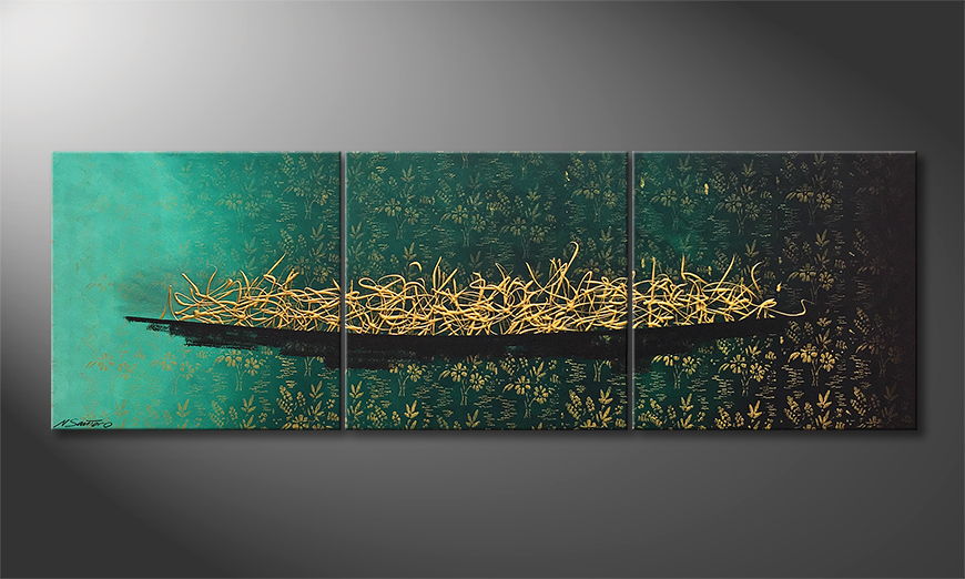 Das Leinwandbild Golden Secret 180x60cm