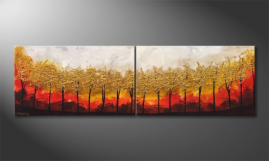 Das Leinwandbild Golden Trees 200x60cm