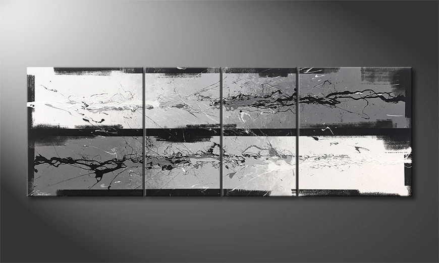 Das Wandbild Silver Flow 200x70cm