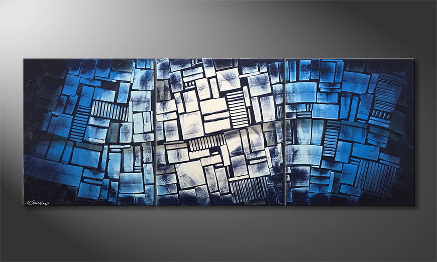 Das moderne Wandbild Blue Wave 180x70cm