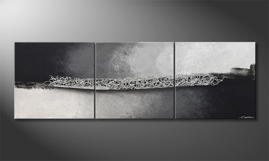 Das moderne Wandbild Silver Curls 210x70cm