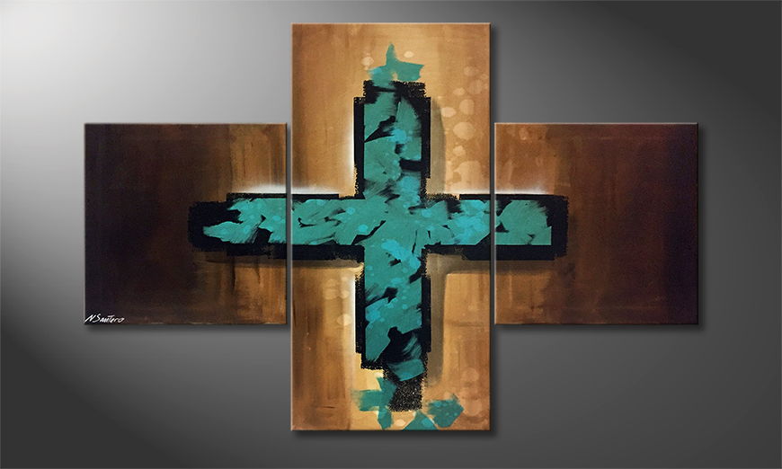 Handgemalt Blurred Cross 150x100cm