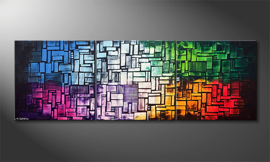 Handgemalt Color Cubes 240x80cm