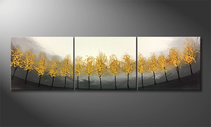 Handgemalt Golden Trees 210x60cm