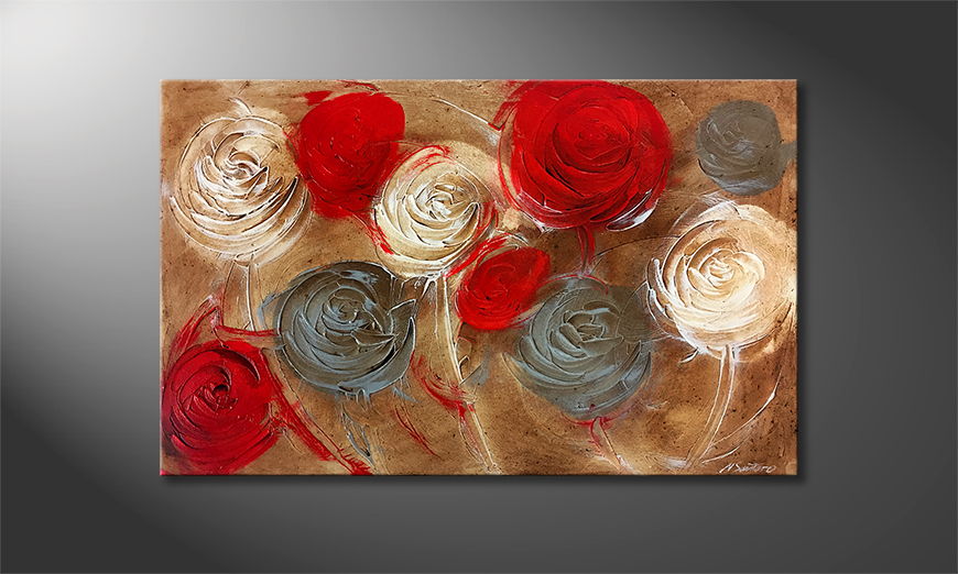 Handgemalt Wasteland Roses 120x75cm