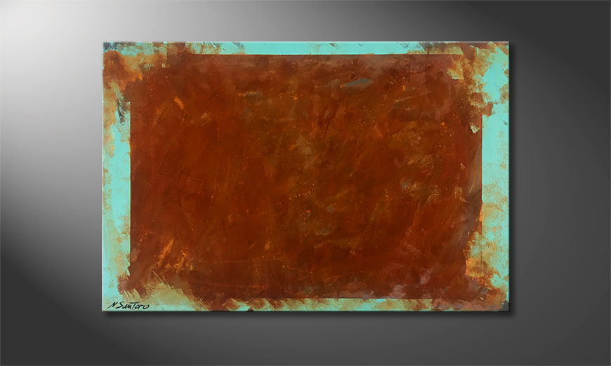 Handgemaltes Bild Deep Rust 120x80cm